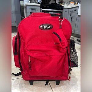 Cal Pak Red Suitcase Rucksack Backpack Holdal Wheeled